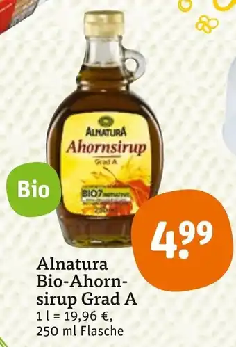 tegut Alnatura Bio Ahornsirup Grad A 250ml Angebot