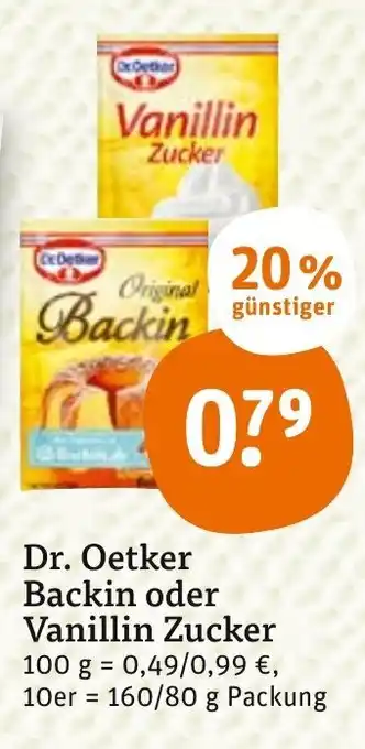 tegut Dr. Oetker Backin oder Vanillin Zucker 160/80g Angebot