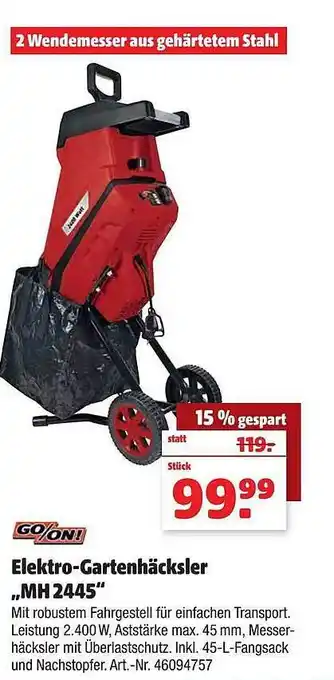 Hagebau Go on! elektro-gartenhäcksler „mh 2445 “ Angebot