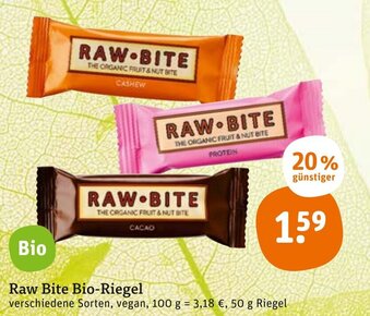 tegut Raw Bite Bio Riegel 50g Angebot