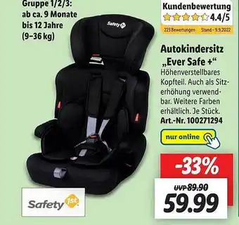 Lidl Safety autokindersitz „ever safe +“ Angebot