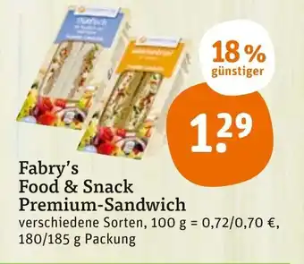 tegut Fabry's Food & Snack Premium Sandwich 180/185g Angebot