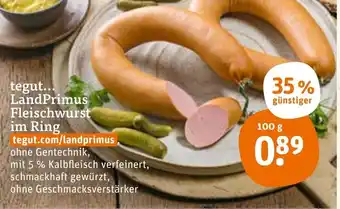 tegut Tegut LandPrimus Fleischwurst im Ring 100g Angebot