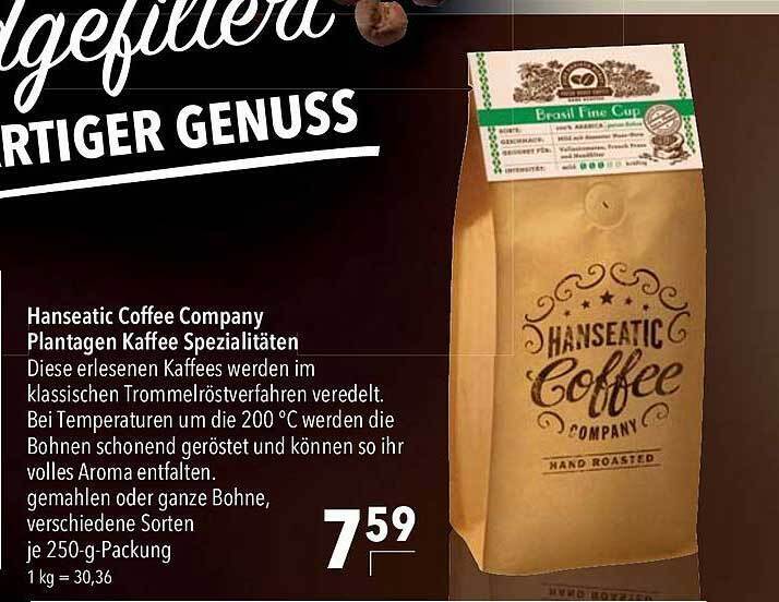 Hanseatic coffee company plantagen kaffee spezialitäten Angebot bei