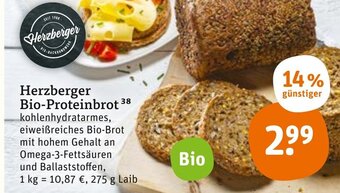 tegut Herzberger Bio Proteinbrot 275g Angebot