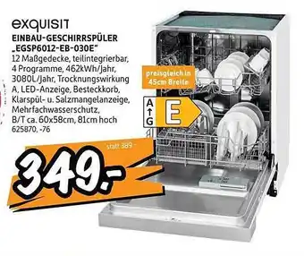 SCONTO Exquisit einbau-geschirrspüler „egsp6012-eb-030e“ Angebot