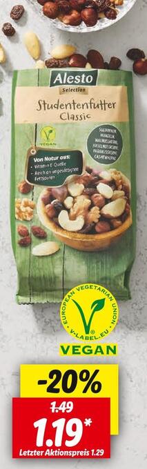 Lidl Alesto selection studentenfutter classic Angebot