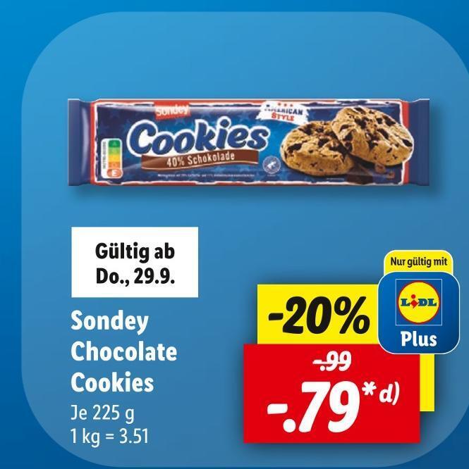Sondey chocolate cookies Angebot bei Lidl