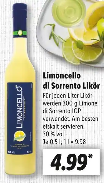 Lidl Limoncello di sorrento likör Angebot