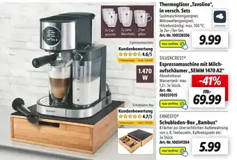 Lidl Silvercrest espressomaschine mit milchaufschäumer „semm 1470 a2“ Angebot