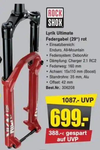 Zweirad Stadler Rock Shox Lyrik Ultimate Federgabel (29") rot Angebot