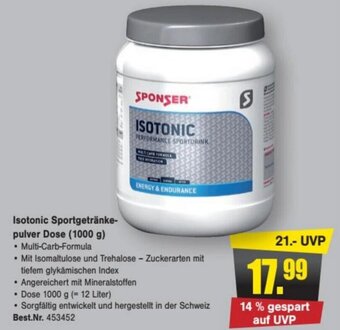 Zweirad Stadler Sponser Isotonic Sportgetränkepulver Dose (1000 g) Angebot