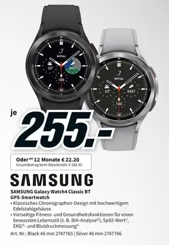 MediaMarkt Samsung Galaxy Watch4 Classic BT GPS-Smartwatch Angebot