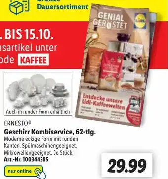 Lidl Ernesto geschirr kombiservice, 62-tlg. Angebot