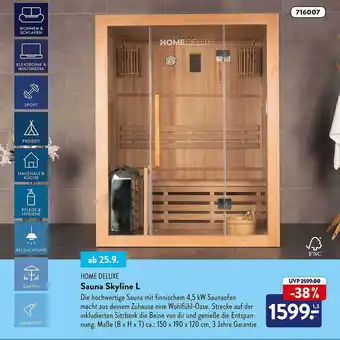 Aldi Süd Home deluxe sauna skyline l Angebot