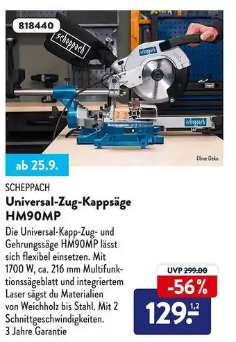 Aldi Süd Scheppach universal-zug-kappsäge hm90mp Angebot