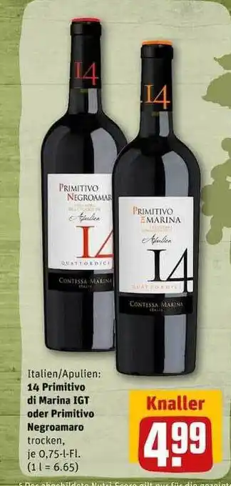 REWE 14 primitivo di marina igt oder primitivo negroamaro Angebot