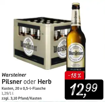 KONSUM Warsteiner Pilsner oder Herb 20x0,5 L Flasche Angebot