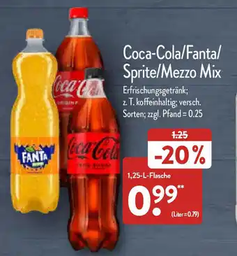 Aldi Nord Coca-Cola, Fanta, Sprite, Mezzo Mix 1,25L Angebot