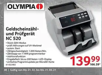 Selgros Geldscheinzähl-und Prüfgerät NC 520 Angebot