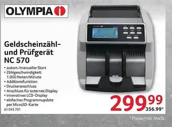 Selgros Geldscheinzähl-und Prüfgerät NC 570 Angebot