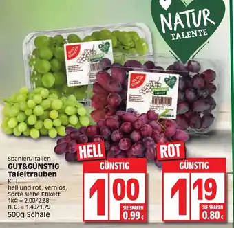 Edeka Gut & Günstig Tafeltrauben 500 g Schale Angebot