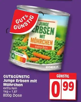 Edeka Gut & Günstig Junge Erbsen mit Möhrchen 800 g Dose Angebot