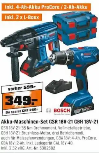 OBI Bosch Akku Maschinen Set GSR 18V-21 GBH 18V-21 Angebot