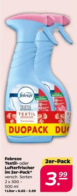 NETTO Febreze Textil oder Lufterfriscjer im 2er-Pack 2 x 300 - 500 ml Angebot