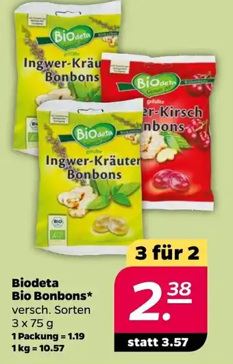 NETTO Biodata Bio Bonbons 3 x 75 g Angebot