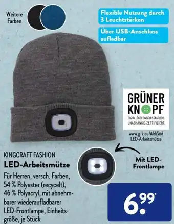 Aldi Süd Kingcraft Fashion LED Arbeitsmütze Angebot