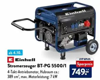 Aldi Süd Einhell Stromerzeuger BT-PG 5500/1 Angebot