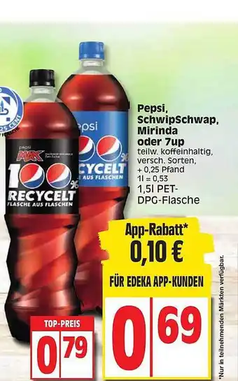 Edeka Pepsi, schwip schwap, mirinda oder 7up Angebot