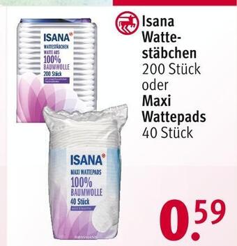 Rossmann Isana wattestäbchen oder maxi wattepads Angebot