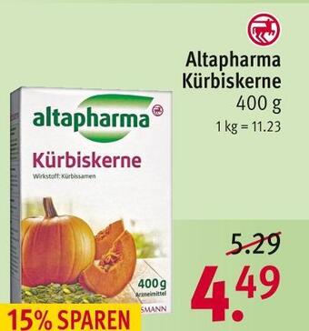 Rossmann Altapharma kürbiskerne Angebot