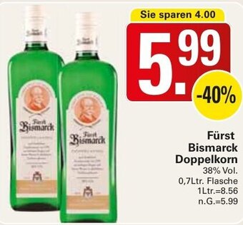 WEZ Fürst Bismarck Doppelkorn 0,7Ltr. Flasche Angebot