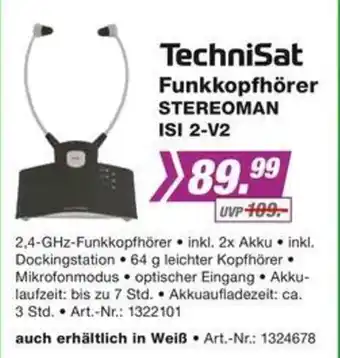 EP TechniSat Funkkopfhörer Stereoman ISI 2-V2 Angebot