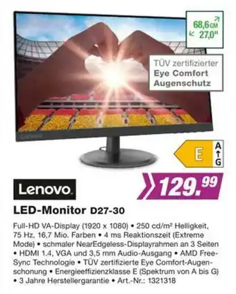 EP Lenovo LED Monitor D27-30 Angebot