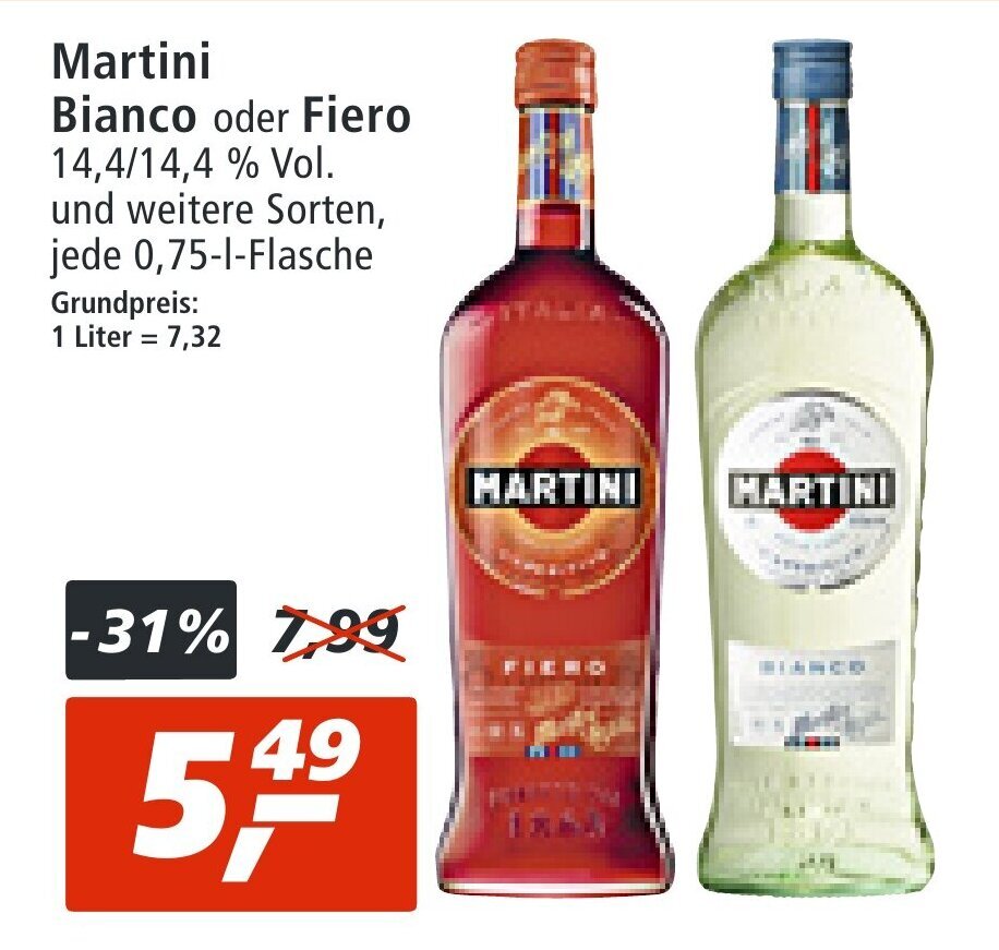 Martini Bianco o. Fiero 750ml Angebot bei mein real