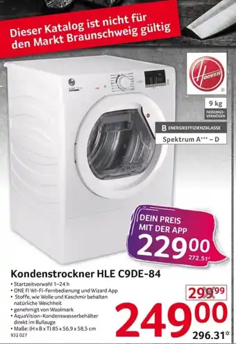 Selgros Hoover Kondenstrockner | HLE C9DE-84 Angebot