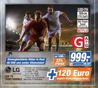 expert Octomedia LG LED TV 75UP75009LC Angebot