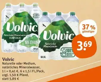 tegut Volvic Naturelle oder Medium Natürliches Mineralwasser 6x1,5 L Angebot