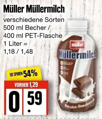 Edeka Frischemarkt Müller Müllermilch 500 ml Becher/400 ml PET Flasche Angebot