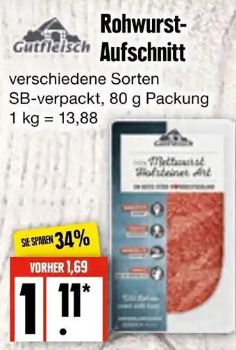 Edeka Frischemarkt Gutfleisch Rohwurst Aufschnitt 80 g Packung Angebot