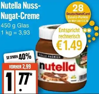 Edeka Frischemarkt Nutella Nuss Nugat Creme 450 g Glas Angebot