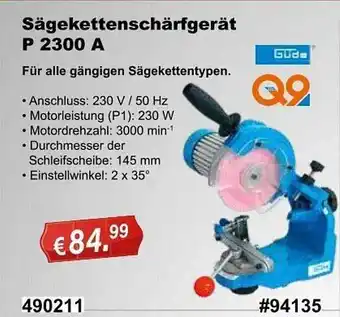 Stabilo Fachmarkt Sägekettenschärfgerät p 2300 a güde Angebot