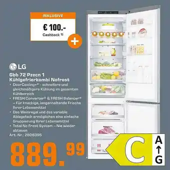 Saturn Lg gbb 72 pzecn 1 kühlgefrierkombi nofrost Angebot