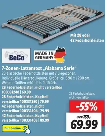 Lidl BeCo 7 Zonen Lattenrost ,,Alabama Serie" Angebot