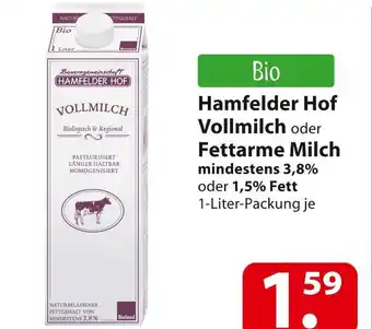 Famila Nord Ost Hamfelder hof bio vollmilch oder fettarme milch Angebot