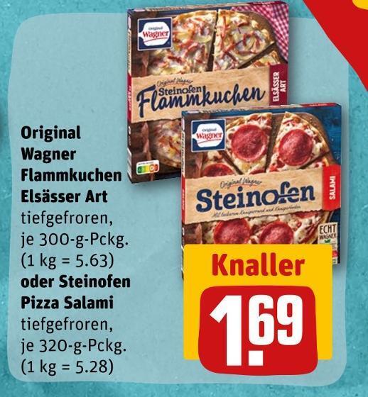 Original wagner flammkuchen elsässer art oder steinofen pizza salami